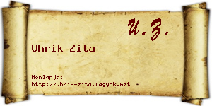 Uhrik Zita névjegykártya